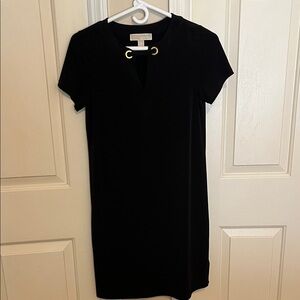 Michael Kors Black Mini Dress with Gold Accents
